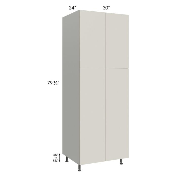 RTA Milan Beige Matte 30" x 24" x 84" Pantry Cabinet (24" depth) with 2 Roll Out Trays