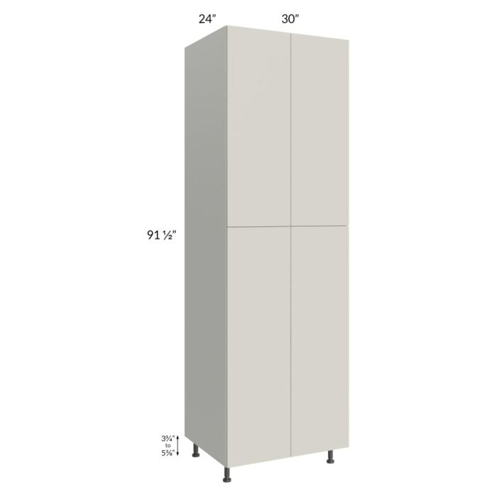 RTA Milan Beige Matte 30" x 24" x 96" Pantry Cabinet (24" depth) with 2 Finished Sides and 3 Roll Out Trays