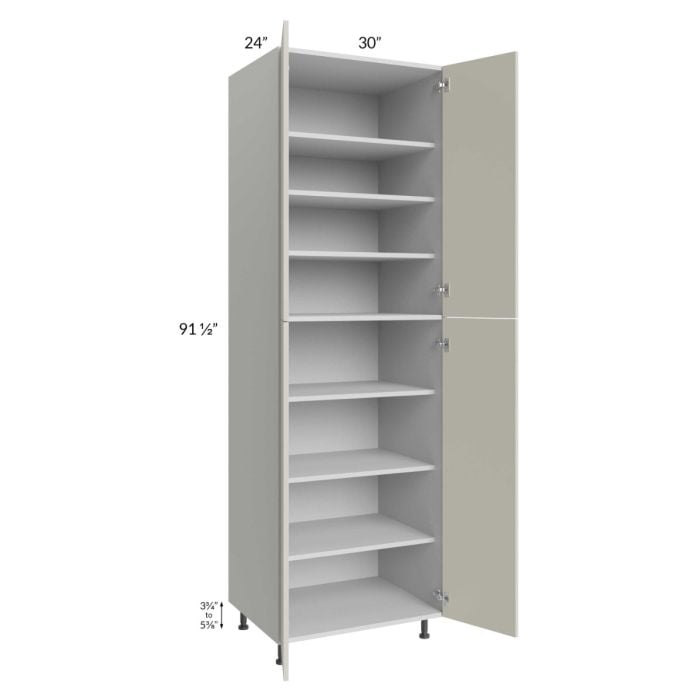 RTA Milan Beige Matte 30" x 24" x 96" Pantry Cabinet (24" depth) with 2 Finished Sides