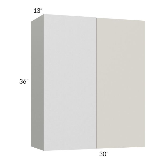 RTA Milan Beige Matte 30" x 36" Blind Corner Wall Cabinet-Right-Hinged Door on Left with 1 Finished End Panel
