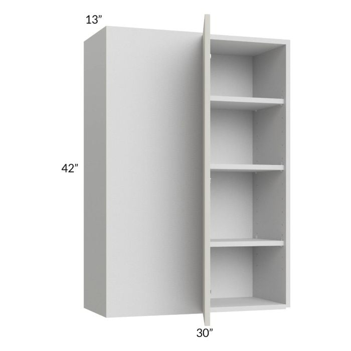 RTA Milan Beige Matte 30" x 42" Blind Corner Wall Cabinet-Left-Hinged Door on Right with 1 Finished End Panel