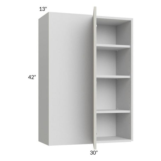 RTA Milan Beige Matte 30" x 42" Blind Corner Wall Cabinet-Left-Hinged Door on Right with 1 Finished End Panel