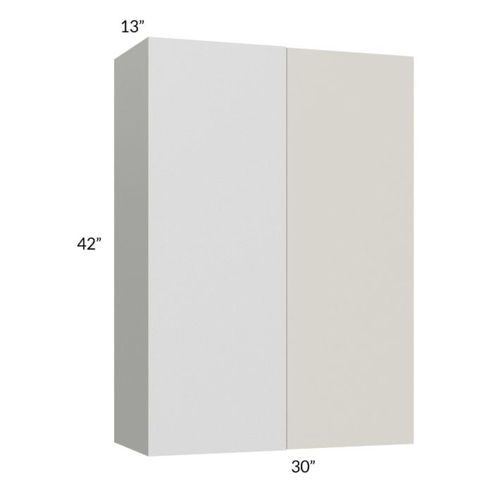 RTA Milan Beige Matte 30" x 42" Blind Corner Wall Cabinet-Right-Hinged Door on Left with 1 Finished End Panel