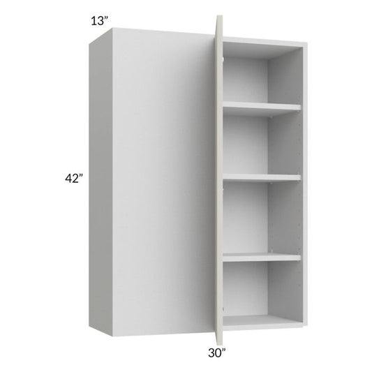 RTA Milan Beige Matte 30" x 42" Blind Corner Wall Cabinet-Right-Hinged Door on Left with 1 Finished End Panel