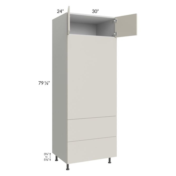 RTA Milan Beige Matte 30" x 84" Combo Oven Cabinet with 1 Finished Side