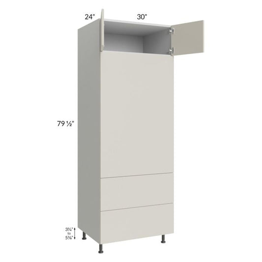 RTA Milan Beige Matte 30" x 84" Combo Oven Cabinet with 1 Finished Side