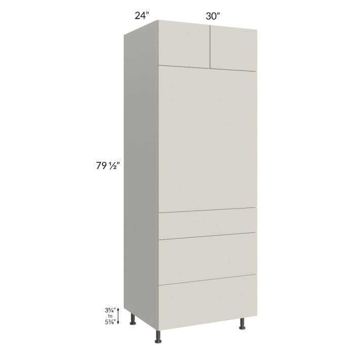 RTA Milan Beige Matte 30" x 84" Single Oven Cabinet with 3 Drawers