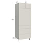 RTA Milan Beige Matte 30" x 84" Single Oven Cabinet with 3 Drawers and 2 Finished Sides