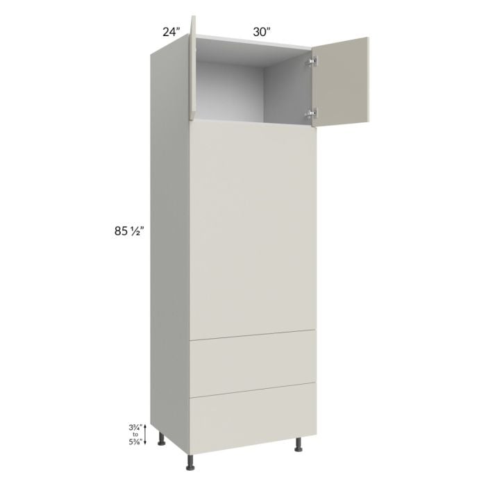 RTA Milan Beige Matte 30" x 90" Combo Oven Cabinet with 1 Finished Side