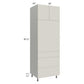 RTA Milan Beige Matte 30" x 90" Single Oven Cabinet with 3 Drawers