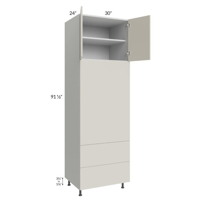 RTA Milan Beige Matte 30" x 96" Combo Oven Cabinet with 1 Finished Side