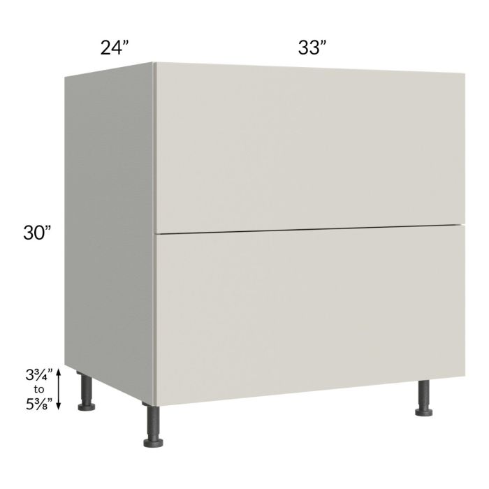 RTA Milan Beige Matte 33" 2-Drawer Base Cabinet with 1 Finished Side
