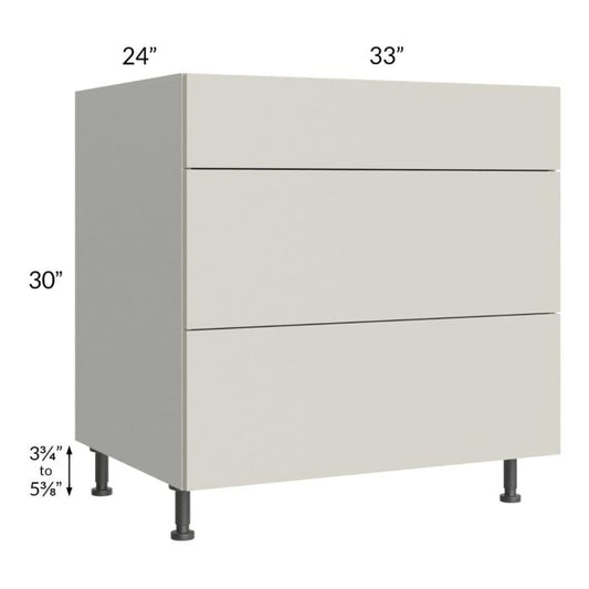 RTA Milan Beige Matte 33" 3-Drawer Base Cabinet
