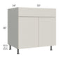 RTA Milan Beige Matte 33" Base Cabinet with 2 Finished Sides and 2 Roll Out Trays