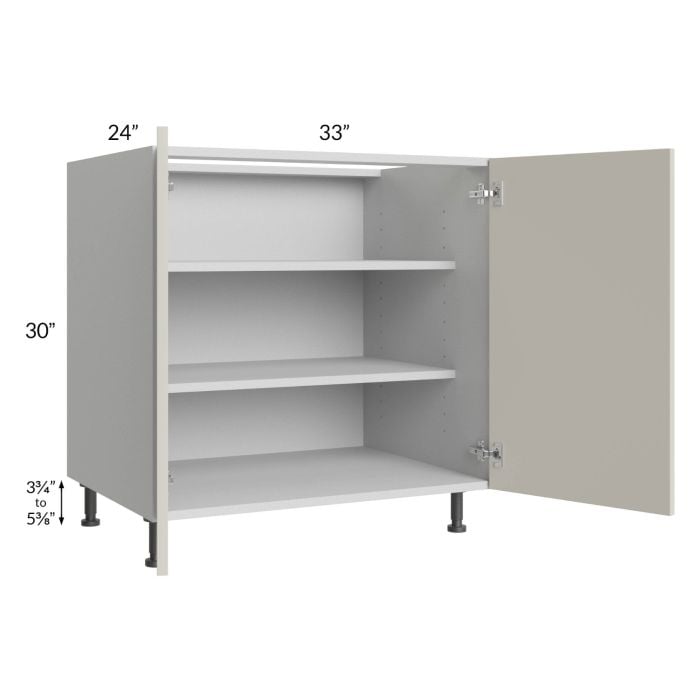 RTA Milan Beige Matte 33" Full Height Door Base Cabinet with 2 Finished Sides and 2 Roll Out Trays