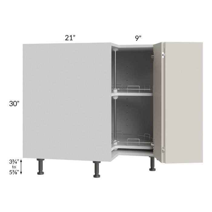 RTA Milan Beige Matte 33" Lazy Susan Base Cabinet-Right Hinged with 2 Finished Sides