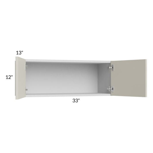 RTA Milan Beige Matte 33" x 12" Wall Cabinet with 1 Finished End Panel