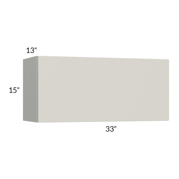 RTA Milan Beige Matte 33" x 15" Lift-Up Door Wall Cabinet with 1 Finished End Panel
