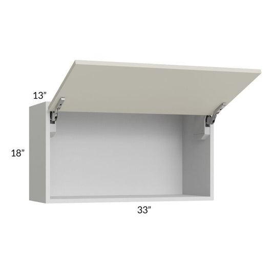 RTA Milan Beige Matte 33" x 18" Lift-Up Door Wall Cabinet with 1 Finished End Panel