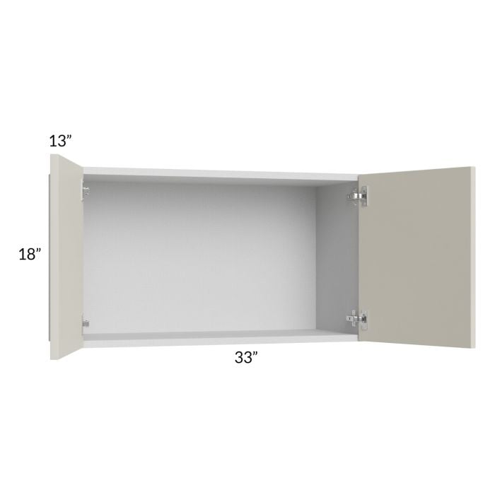 RTA Milan Beige Matte 33" x 18" Wall Cabinet with 1 Finished End Panel