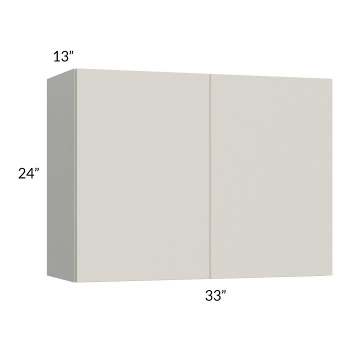 RTA Milan Beige Matte 33" x 24" Wall Cabinet with 1 Finished End Panel