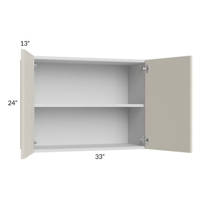 RTA Milan Beige Matte 33" x 24" Wall Cabinet with 1 Finished End Panel