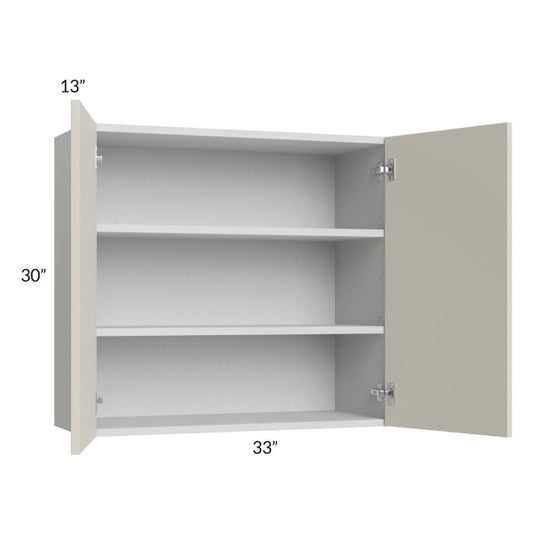 RTA Milan Beige Matte 33" x 30" Wall Cabinet with 1 Finished End Panel