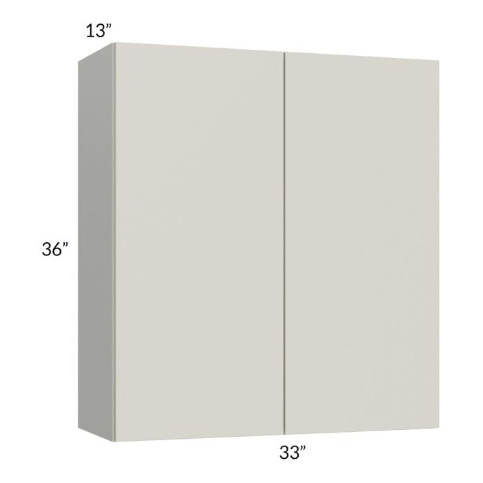 RTA Milan Beige Matte 33" x 36" Wall Cabinet with 1 Finished End Panel