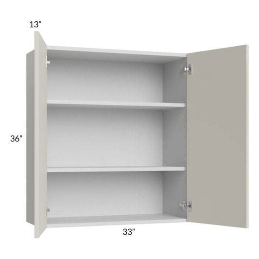 RTA Milan Beige Matte 33" x 36" Wall Cabinet with 2 Finished End Panels