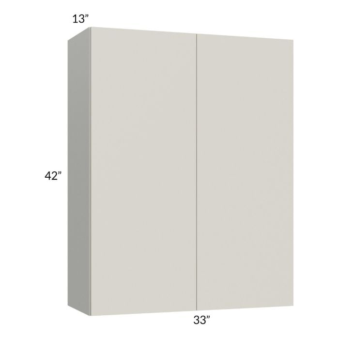 RTA Milan Beige Matte 33" x 42" Wall Cabinet with 1 Finished End Panel