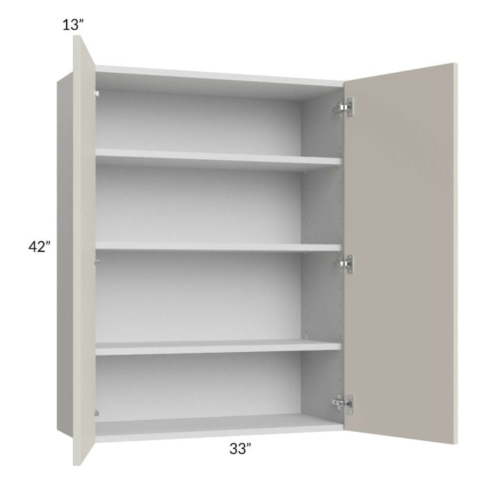 RTA Milan Beige Matte 33" x 42" Wall Cabinet with 2 Finished End Panels