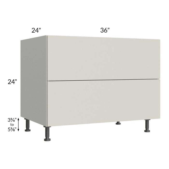 RTA Milan Beige Matte 36" 2-Drawer Range Top Base Cabinet with 1 Heat Shield