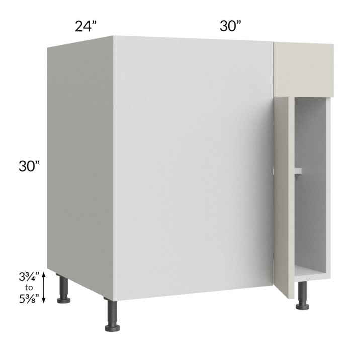 RTA Milan Beige Matte 36" - 39" Blind Base Corner Cabinet-Right-Hinged Door on Left with 1 Finished Side