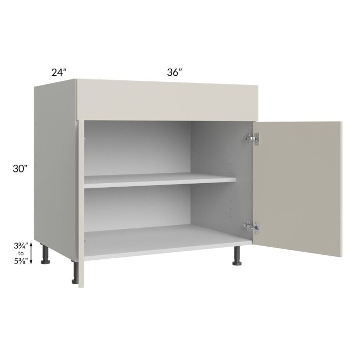 RTA Milan Beige Matte 36" Base Cabinet with 1 Finished Side and 1 Roll Out Tray