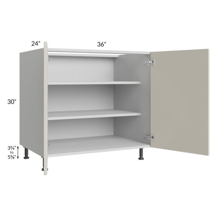 RTA Milan Beige Matte 36" Full Height Door Base Cabinet with 1 Finished Side and 1 Roll Out Tray