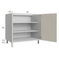 RTA Milan Beige Matte 36" Full Height Door Base Cabinet with 1 Finished Side and 2 Roll Out Trays