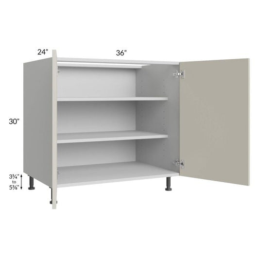 RTA Milan Beige Matte 36" Full Height Door Base Cabinet with 1 Finished Side and 2 Roll Out Trays