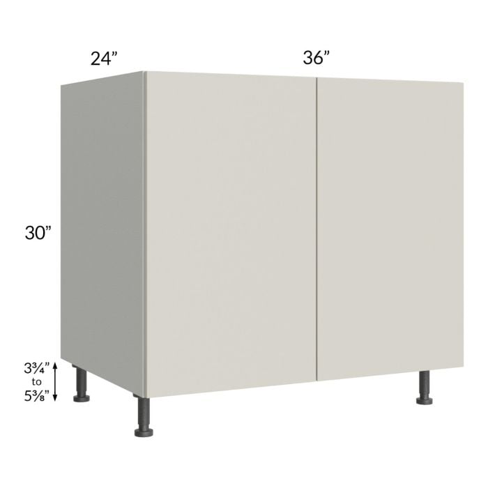 RTA Milan Beige Matte 36" Full Height Door Base Cabinet with 2 Finished Sides and 2 Roll Out Trays