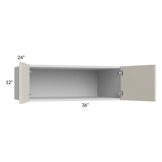 RTA Milan Beige Matte 36" x 12" x 24" Wall Cabinet with 1 Finished End Panel
