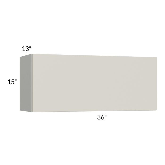 RTA Milan Beige Matte 36" x 15" Lift-Up Door Wall Cabinet with 1 Finished End Panel
