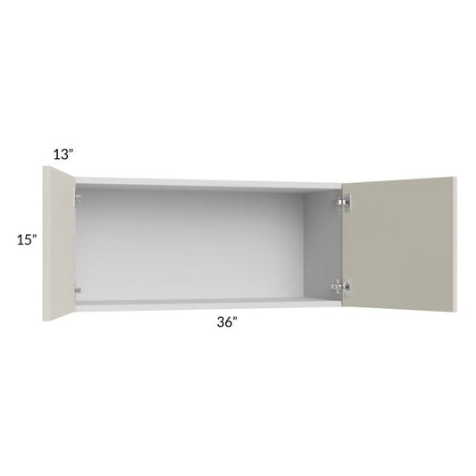 RTA Milan Beige Matte 36" x 15" Wall Cabinet with 1 Finished End Panel