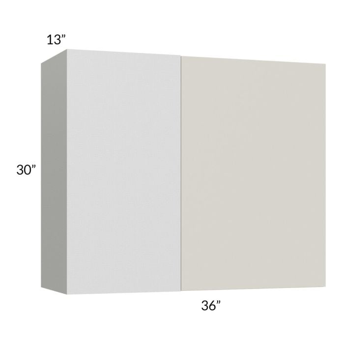 RTA Milan Beige Matte 36" x 30" Blind Corner Wall Cabinet-Left-Hinged Door on Right