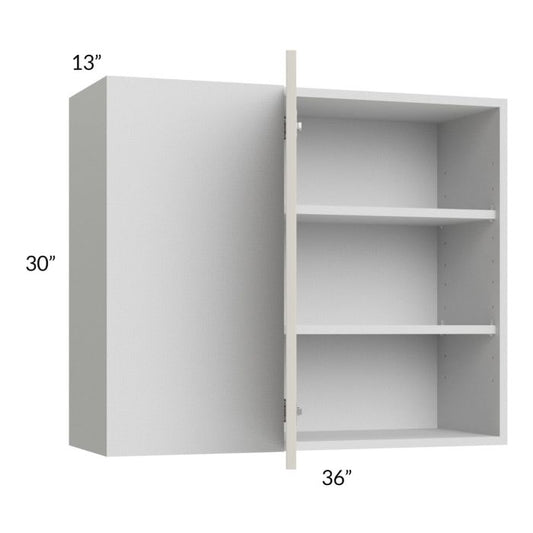RTA Milan Beige Matte 36" x 30" Blind Corner Wall Cabinet-Right-Hinged Door on Left with 1 Finished End Panel