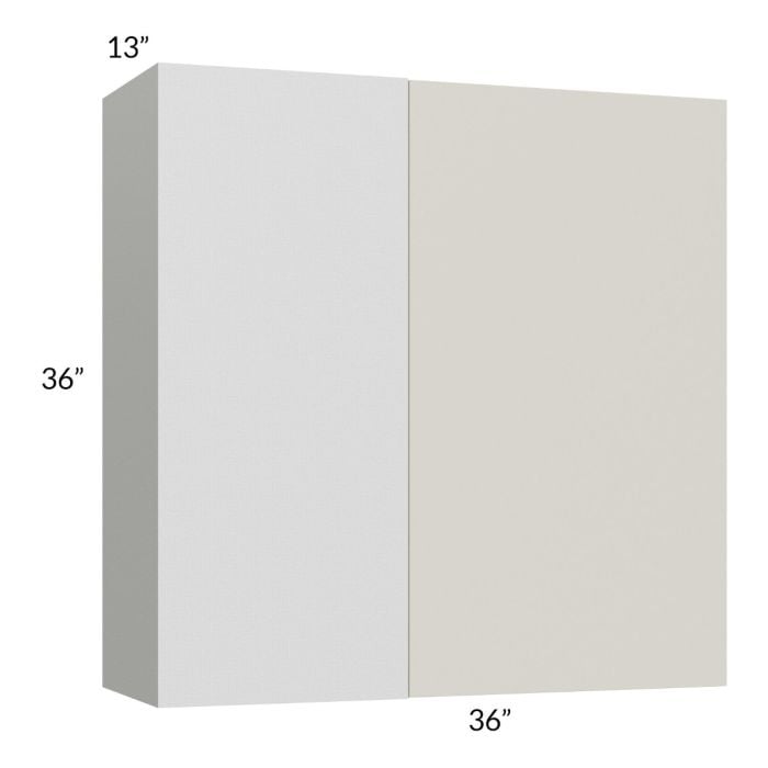 RTA Milan Beige Matte 36" x 36" Blind Corner Wall Cabinet-Left-Hinged Door on Right