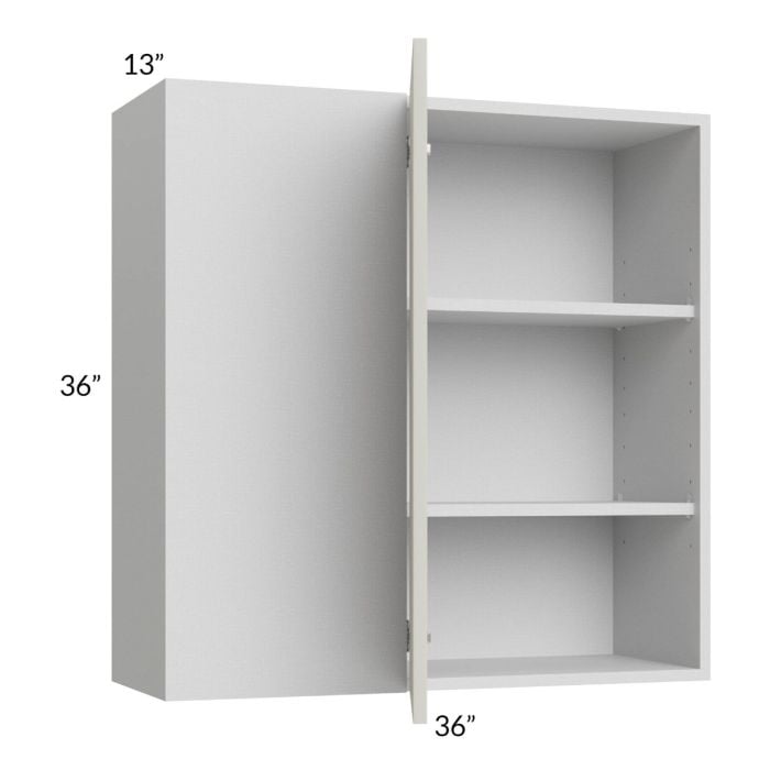 RTA Milan Beige Matte 36" x 36" Blind Corner Wall Cabinet-Right-Hinged Door on Left with 2 Finished End Panels