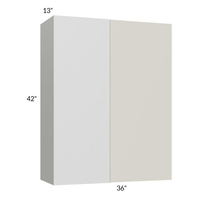 RTA Milan Beige Matte 36" x 42" Blind Corner Wall Cabinet-Left-Hinged Door on Right with 2 Finished End Panels