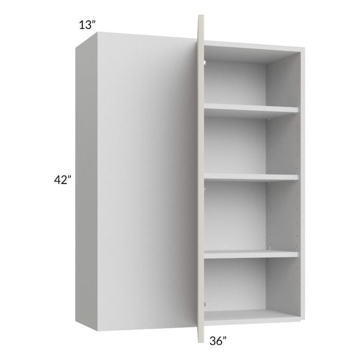 RTA Milan Beige Matte 36" x 42" Blind Corner Wall Cabinet-Left-Hinged Door on Right