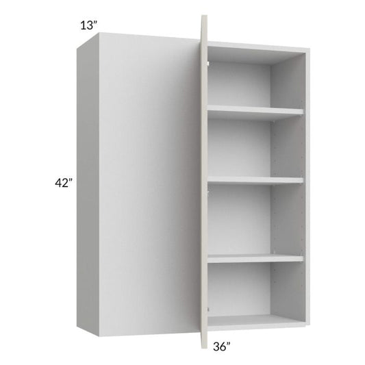 RTA Milan Beige Matte 36" x 42" Blind Corner Wall Cabinet-Right-Hinged Door on Left with 2 Finished End Panels