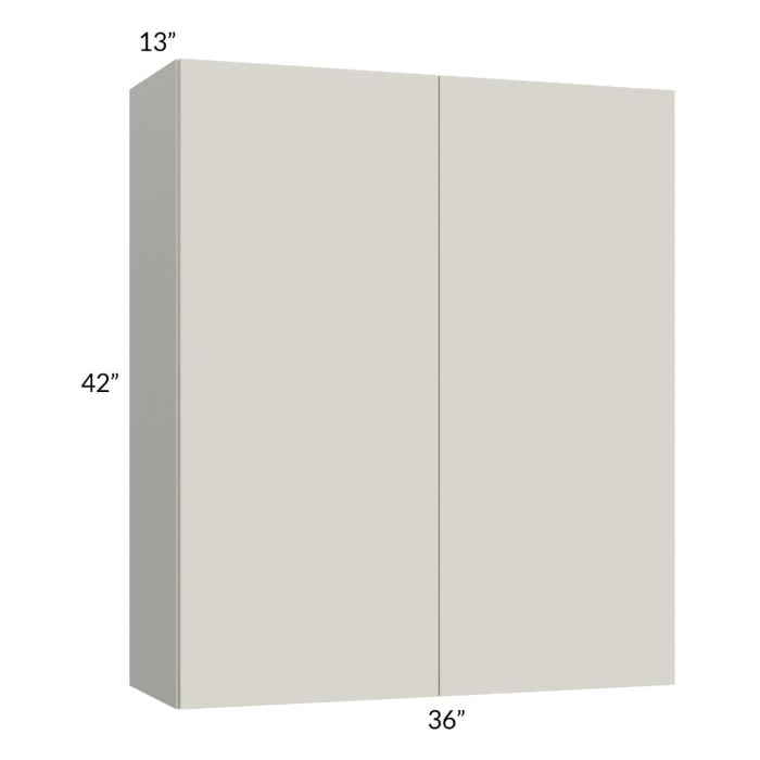 RTA Milan Beige Matte 36" x 42" Wall Cabinet with 1 Finished End Panel