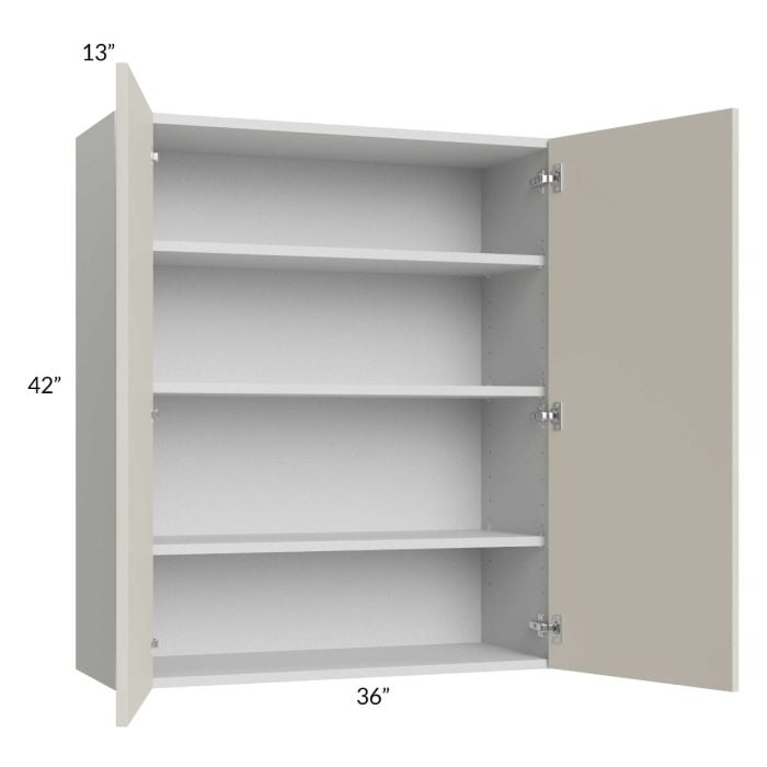 RTA Milan Beige Matte 36" x 42" Wall Cabinet with 1 Finished End Panel